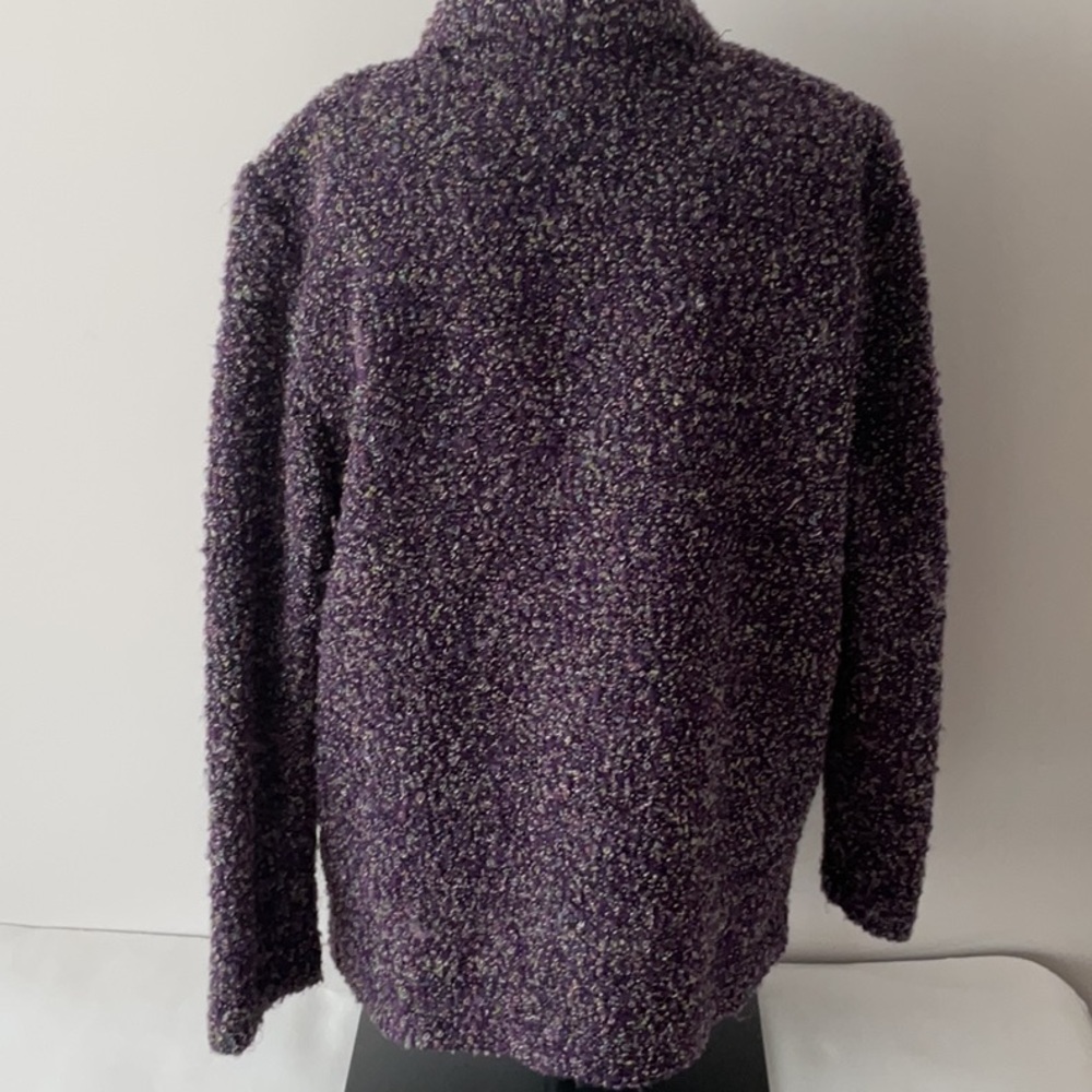 Purple Bouclé Button-Front Jacket - Picture 4 of 7